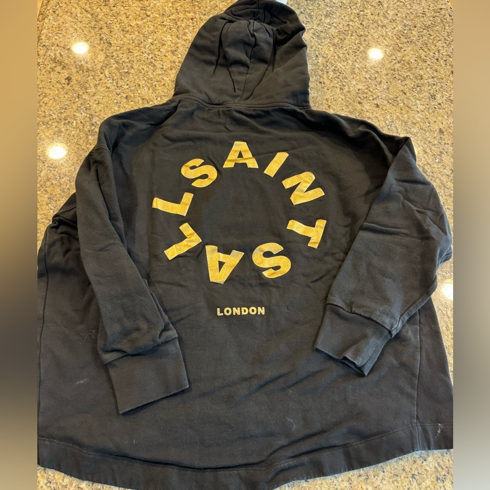 All Saints Black Hodded Sweatshirt